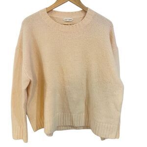 Blushing heart long sleeve sweater wool blend creamish yellow small crew